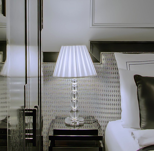 Crystal table lamp on the nightstand